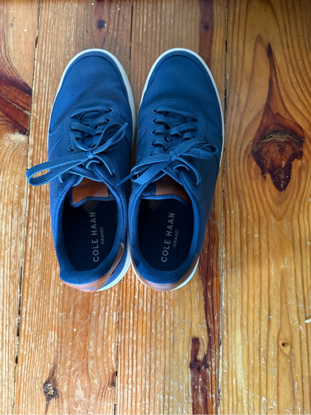 Cole Haan Grand Navy Low-Top Lace-Up Sneakers with White Sole - Picture 4 of 7